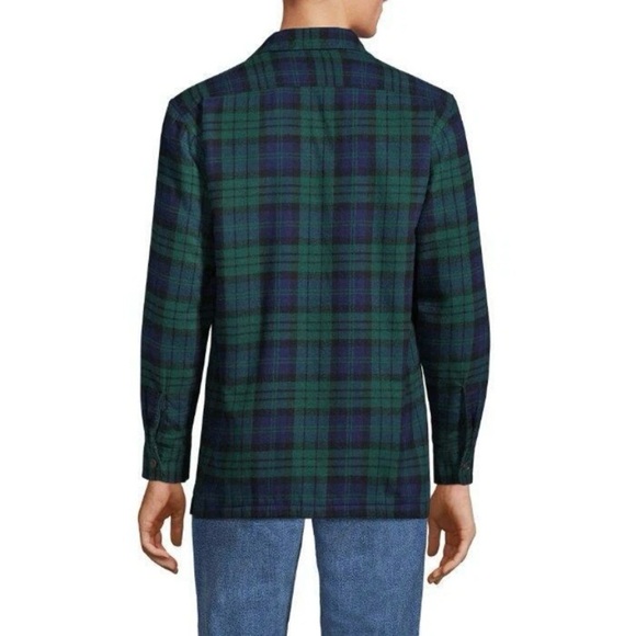 LANDSEND Men's Flannel Sherpa Lined Shirt Jacket with Pockets - Picture 4 of 4